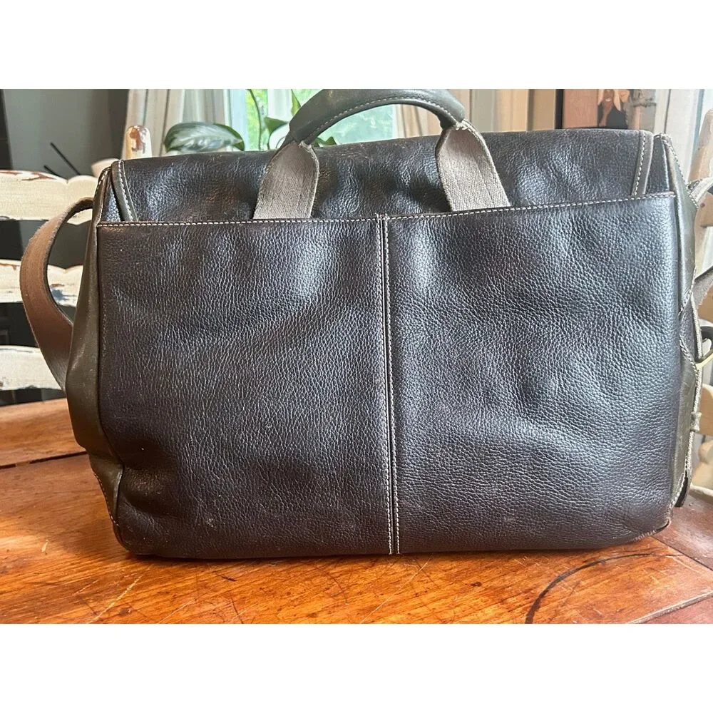 Cole Haan Village Black Leather Messenger Bag Laptop Briefcase Mid-2000s Vintage